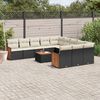 vidaXL 12 Piece Garden Sofa Set with Cushions Black Poly Rattan