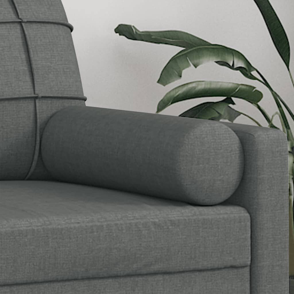 vidaXL Throw Pillows 2 pcs Dark Grey Ø15x50 cm Fabric