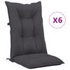 vidaXL Garden Highback Chair Cushions 6 pcs Anthracite 120x50x7 cm Fabric
