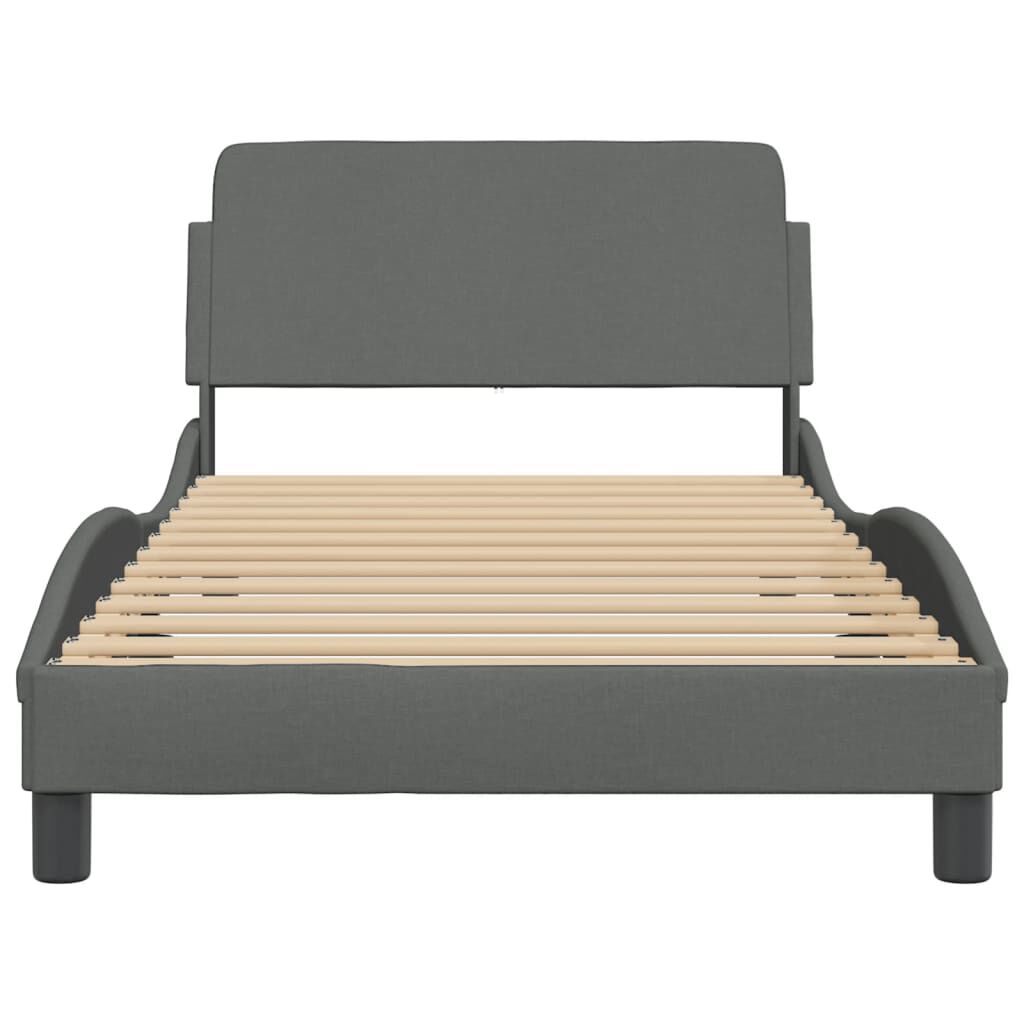 vidaXL Bed Frame without Mattress Dark Grey 100x190 cm Fabric