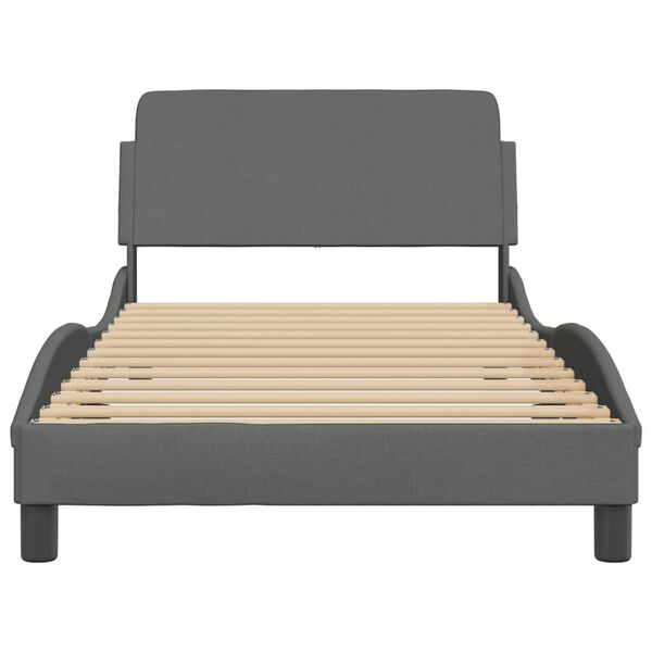 vidaXL Bed Frame "Dover" Dark Grey 100x190 cm Fabric