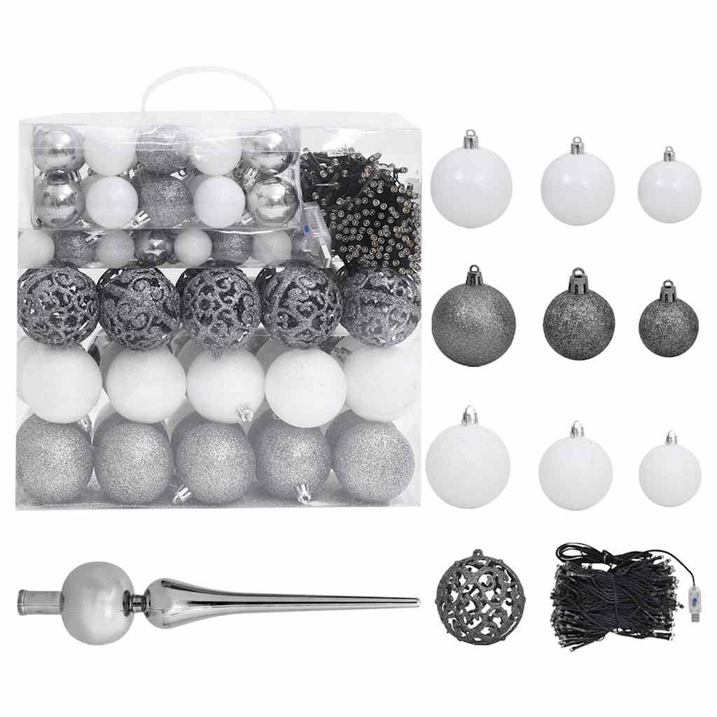 vidaXL Christmas Garland with LEDs&Ball Set Green 20 m PVC