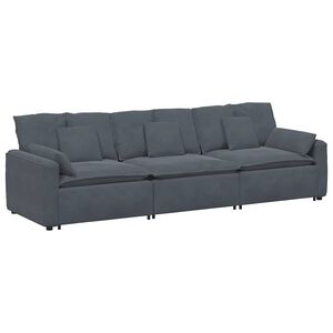vidaXL Modular Sofa with Cushions Dark Grey
