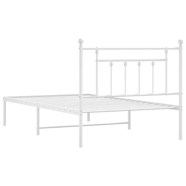 vidaXL Metal Bed Frame without Mattress with Headboard White 100x200cm