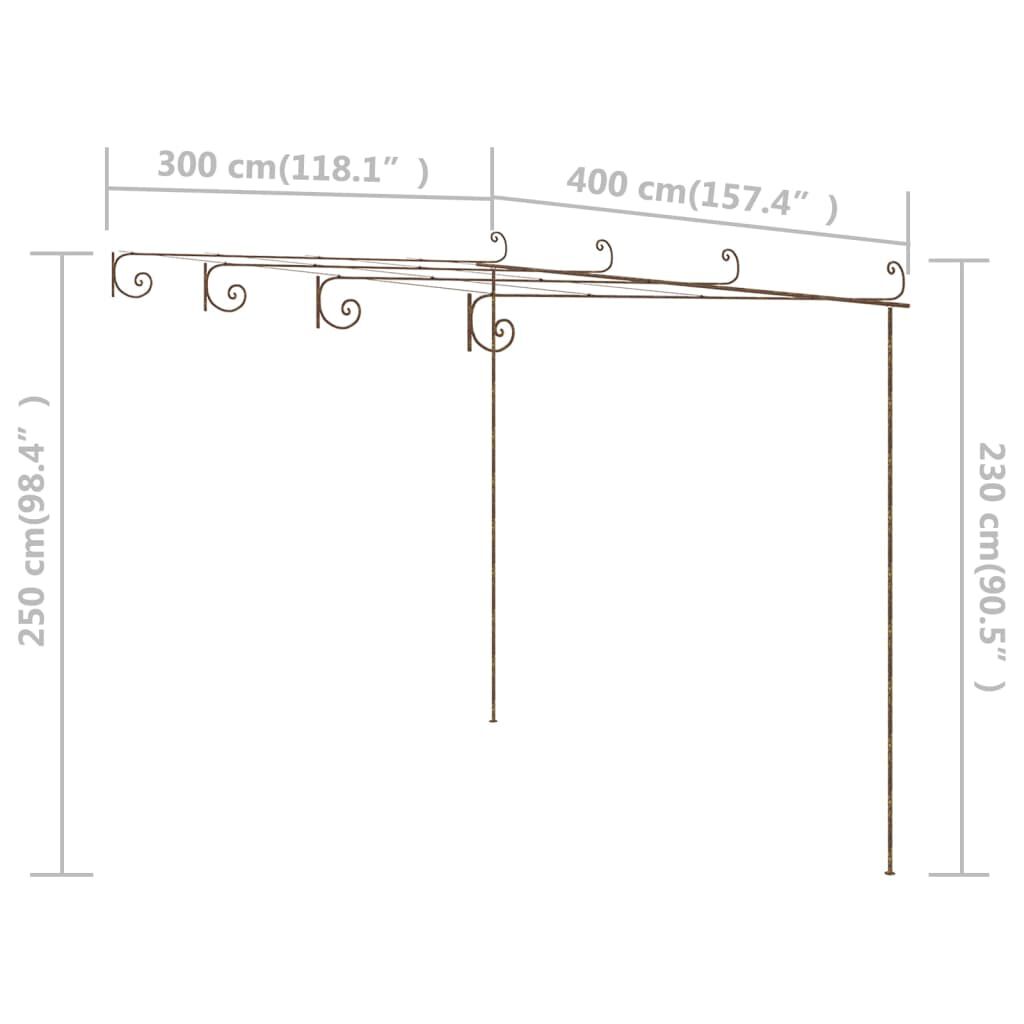vidaXL Garden Pergola Antique Brown 4x3x2.5 m Iron