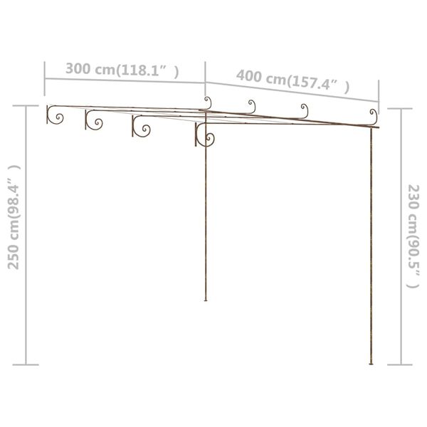 vidaXL Garden Pergola Antique Brown 4x3x2.5 m Iron