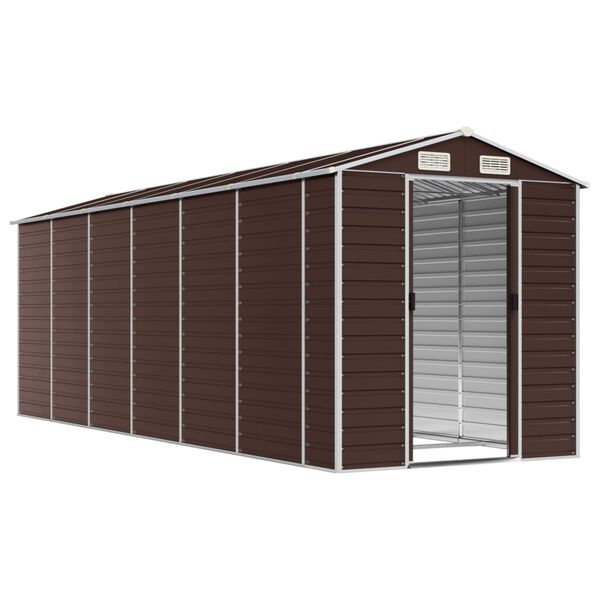 vidaXL Garden Shed Brown 191x555x198 cm Galvanised Steel