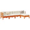 vidaXL 5 Piece Garden Sofa Set with Cushions Wax Brown Solid Wood Pine