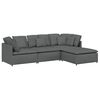 vidaXL Modular Sofa with Footstool&Cushions Fabric Dark Grey