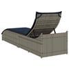 vidaXL Folding Sun Lounger with Cushion and Storage Grey Poly Rattan