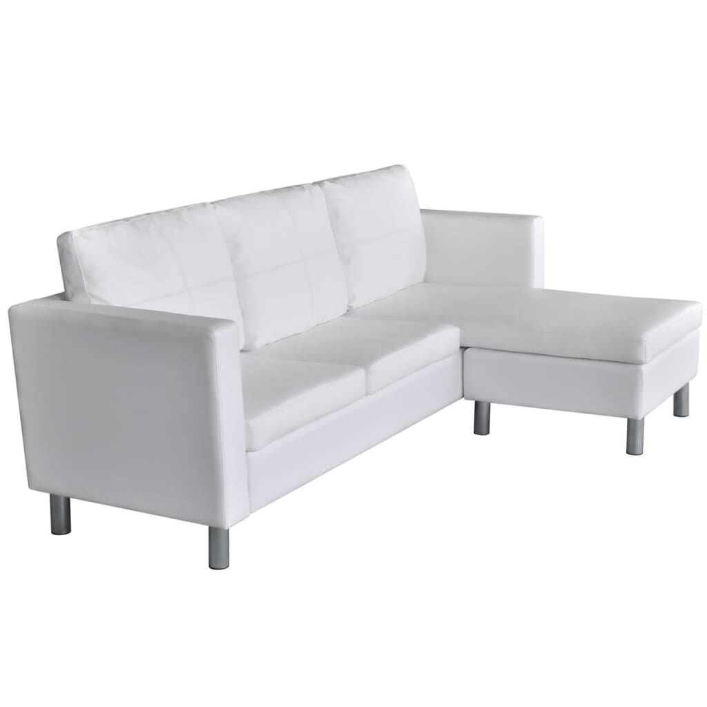 vidaXL Sectional Sofa 3-Seater Artificial Leather White