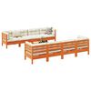 vidaXL 9 Piece Garden Sofa Set with Cushions Wax Brown Solid Wood Pine