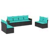 vidaXL 8 Piece Garden Sofa Set with Cushions Black Poly Rattan