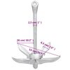 vidaXL Folding Anchor with Rope Silver 8 kg Hot Dip Galvanized Cast Iron