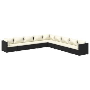 vidaXL 9 Piece Garden Lounge Set with Cushions Poly Rattan Black