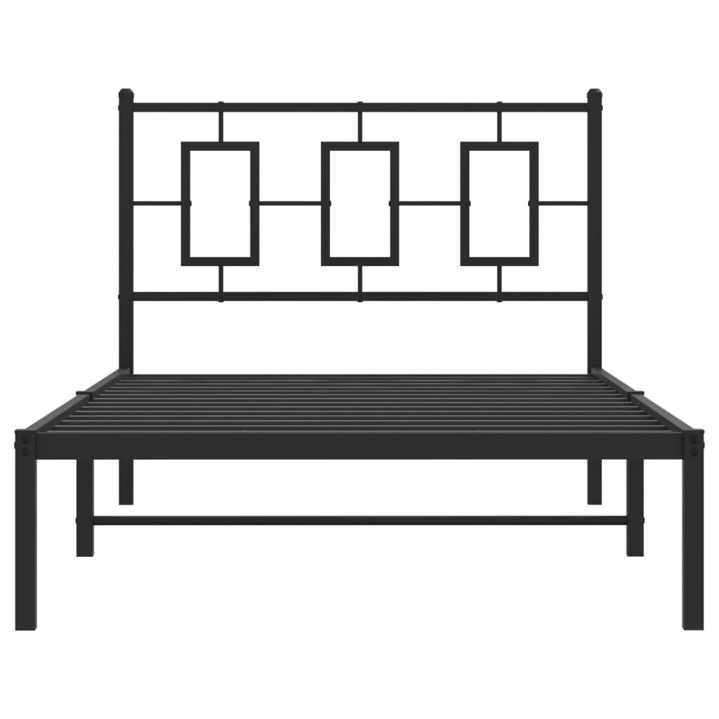 vidaXL Metal Bed Frame without Mattress with Headboard Black 100x200cm