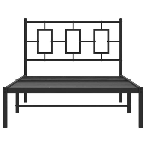 vidaXL Metal Bed Frame without Mattress with Headboard Black 100x200cm