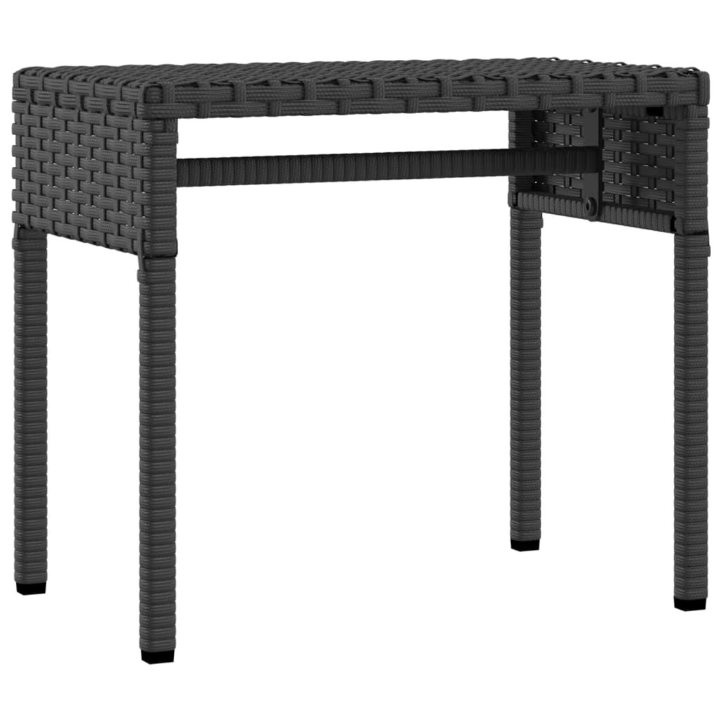 vidaXL Sun Lounger with Canopy and Table Black Poly Rattan