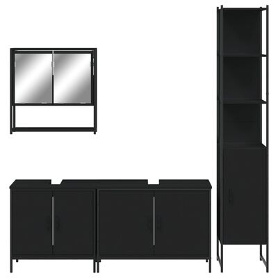 vidaXL 4 Piece Bathroom Furniture Set Black Engineered Wood