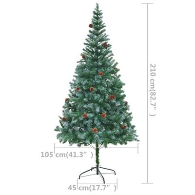 vidaXL Artificial Pre-lit Christmas Tree with Pinecones 210 cm