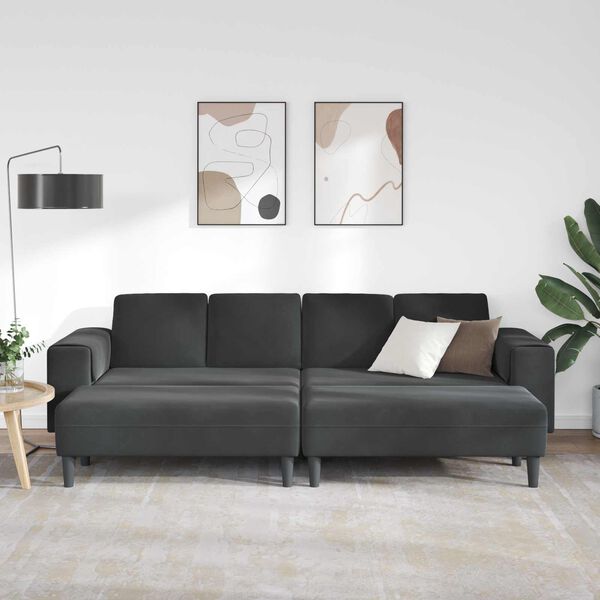 vidaXL Living Room Couch 3 pcs Black