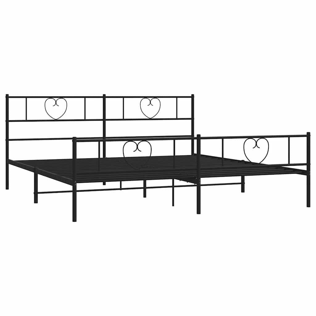 vidaXL Metal Bed Frame without Mattress with Footboard Black 183x213cm