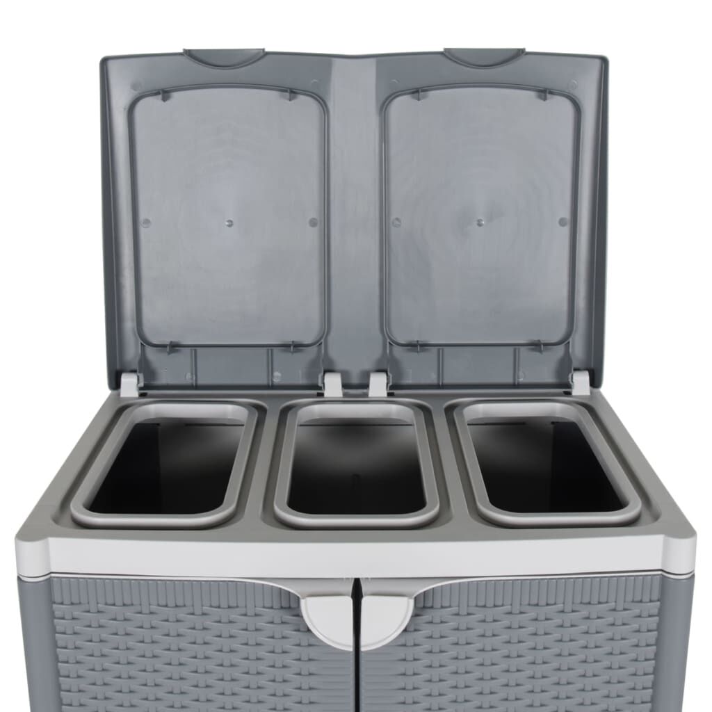 vidaXL Trash Bin with 2 Doors Grey 65x45x88 cm PP
