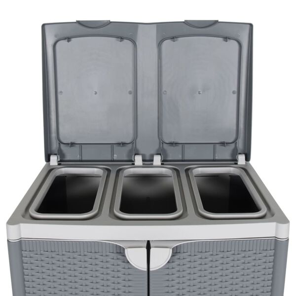 vidaXL Trash Bin with 2 Doors Grey 65x45x88 cm PP