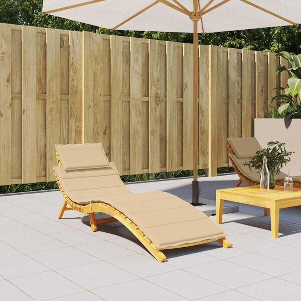 vidaXL Sun Lounger Cushion Melange Beige 186x58x4 cm Fabric