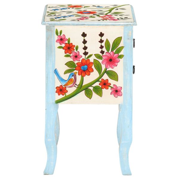 vidaXL Hand Painted Bedside Cabinet 40x30x50 cm Solid Mango Wood