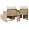 vidaXL Garden Sofa 2-Seater with Stools Beige Poly Rattan