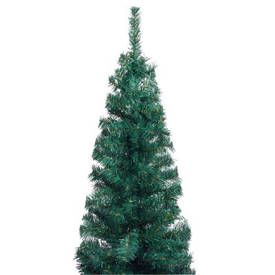 vidaXL Slim Artificial Pre-lit Christmas Tree with Ball Set Green 240 cm
