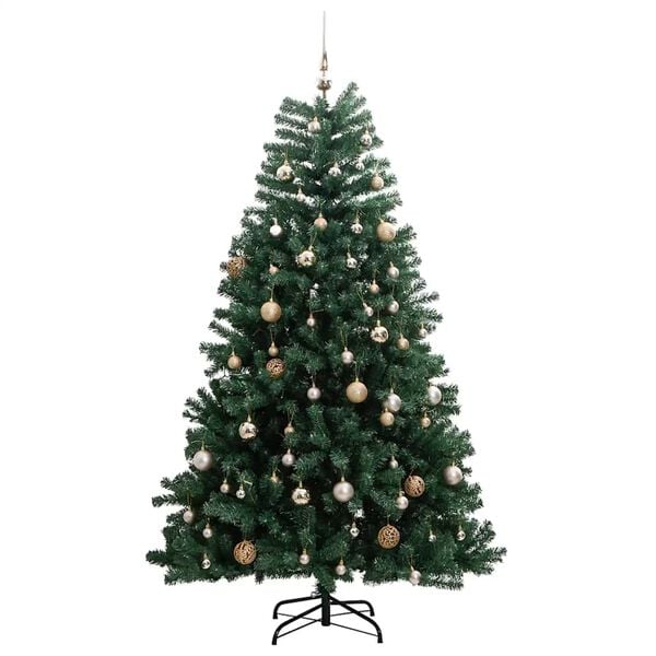 vidaXL Artificial Hinged Christmas Tree 150 LEDs & Ball Set 150 cm