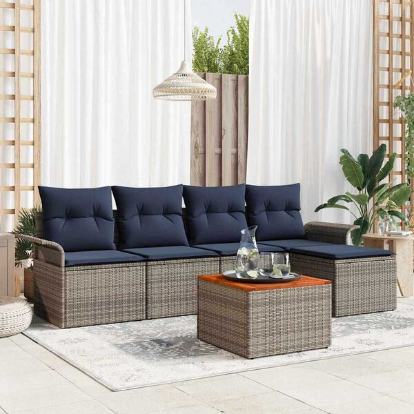 vidaXL Garden Sofa Set 6 pcs Grey Poly rattan