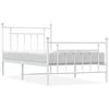 vidaXL Metal Bed Frame without Mattress with Footboard White 100x190cm