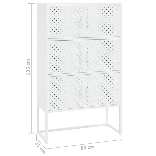 vidaXL Highboard White 80x35x135 cm Steel