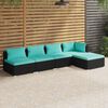 vidaXL 5 Piece Garden Lounge Set with Cushions Poly Rattan Black