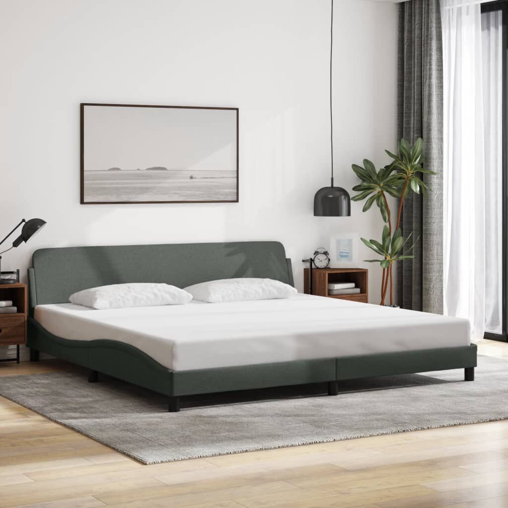vidaXL Bed Frame without Mattress Dark Grey 193x203 cm Fabric