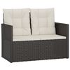 vidaXL Garden Bench with Cushions Black 105 cm Poly Rattan