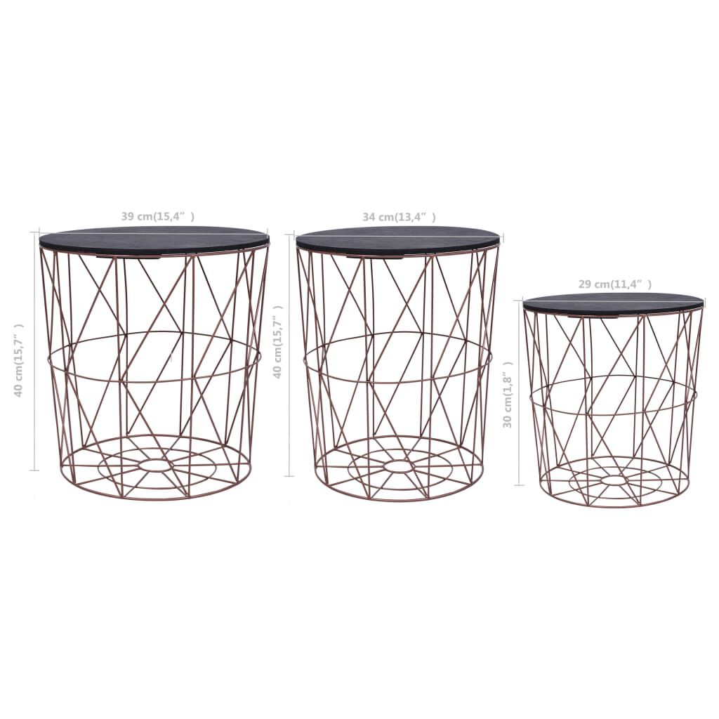 vidaXL Coffee Tables 3 pcs Copper