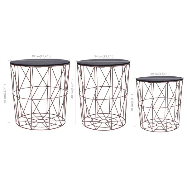 vidaXL Coffee Tables 3 pcs Copper