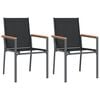vidaXL Garden Chairs 2 pcs Black 55x61.5x90 cm Textilene and Steel