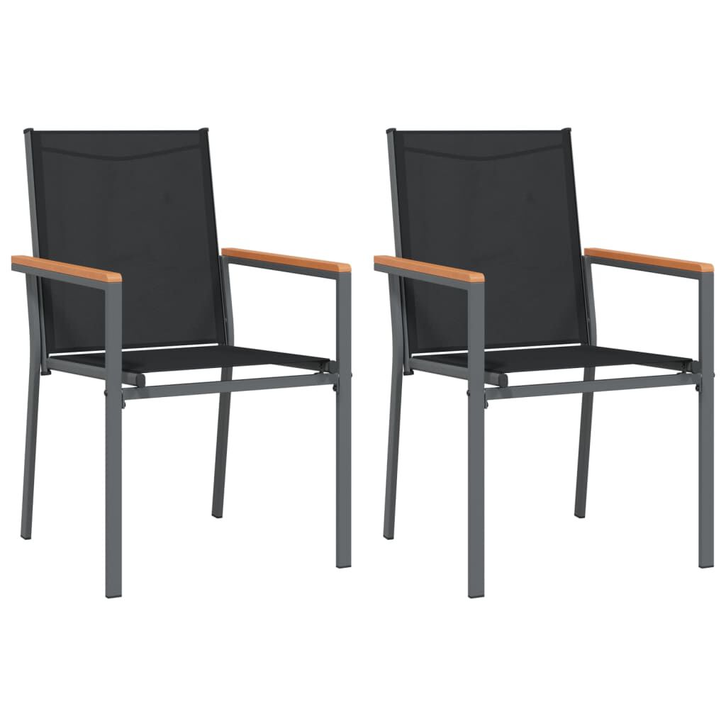 vidaXL Garden Chairs 2 pcs Black 55x61.5x90 cm Textilene and Steel