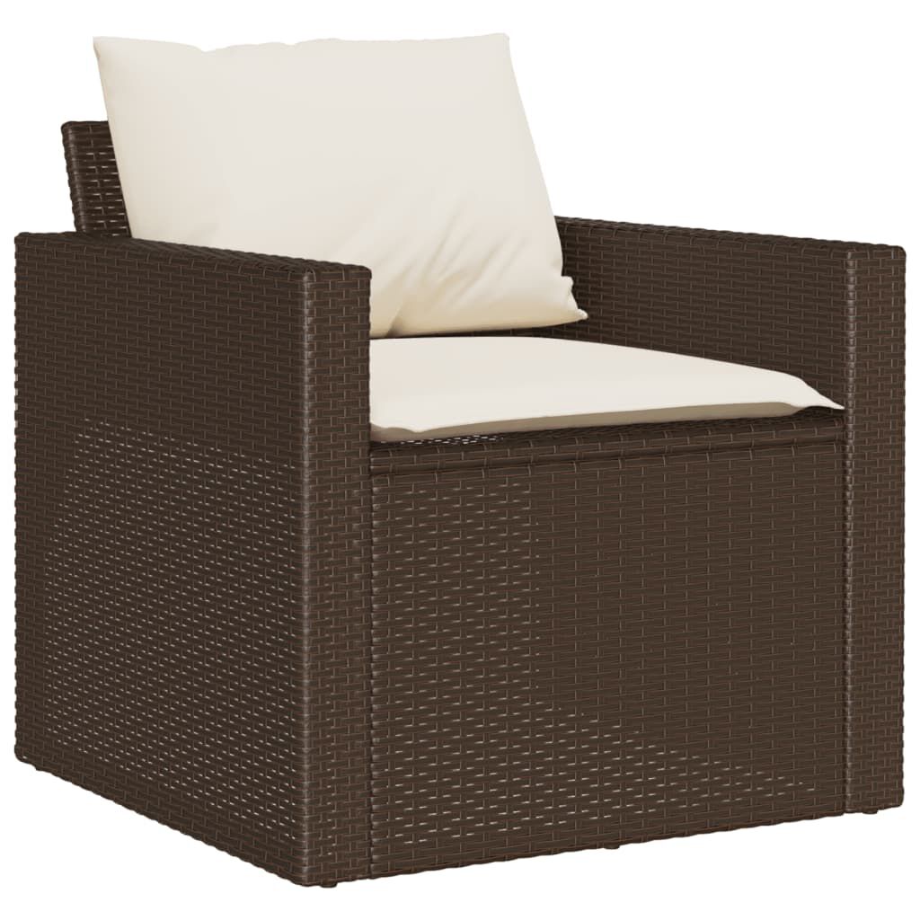 vidaXL 4 Piece Garden Sofa Set with Cushions Brown Poly Rattan