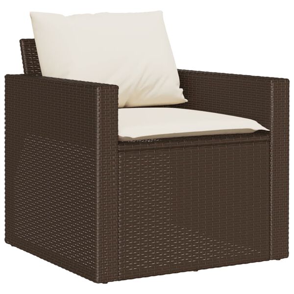 vidaXL 4 Piece Garden Sofa Set with Cushions Brown Poly Rattan