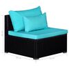 vidaXL 9 Piece Garden Lounge Set with Cushions Poly Rattan Blue