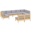 vidaXL 9 Piece Garden Lounge Set with Grey Cushions Solid Pinewood