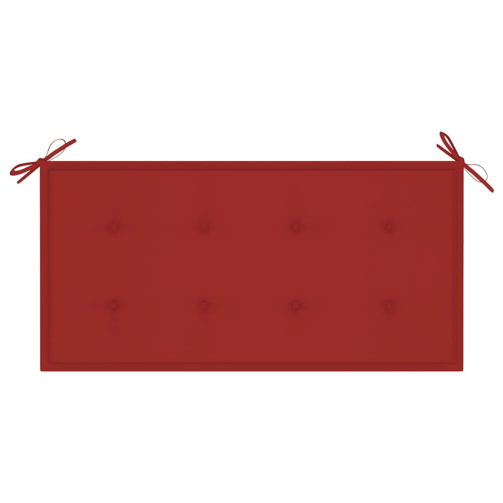 vidaXL Garden Bench with Red Cushion 112 cm Solid Teak Wood