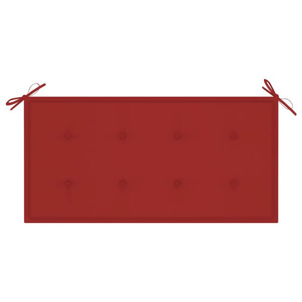 vidaXL Garden Bench with Red Cushion 112 cm Solid Teak Wood