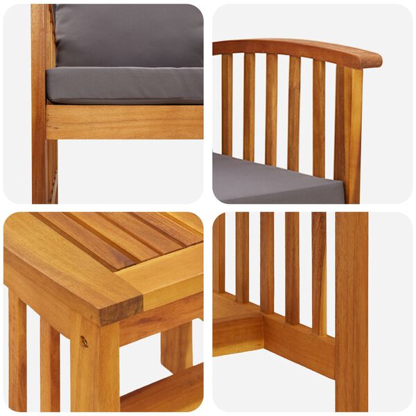 vidaXL 3 Piece Garden Lounge Set with Cushions Solid Acacia Wood
